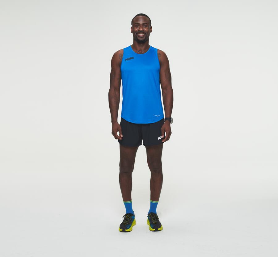 Hoka One One Tops Mens Blue - Performance Tank - 32786KHSX